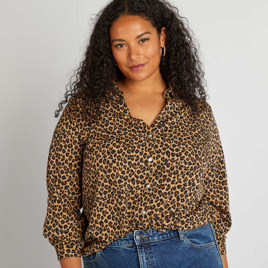 Blusa vaporosa de punto de crepé BEIGE