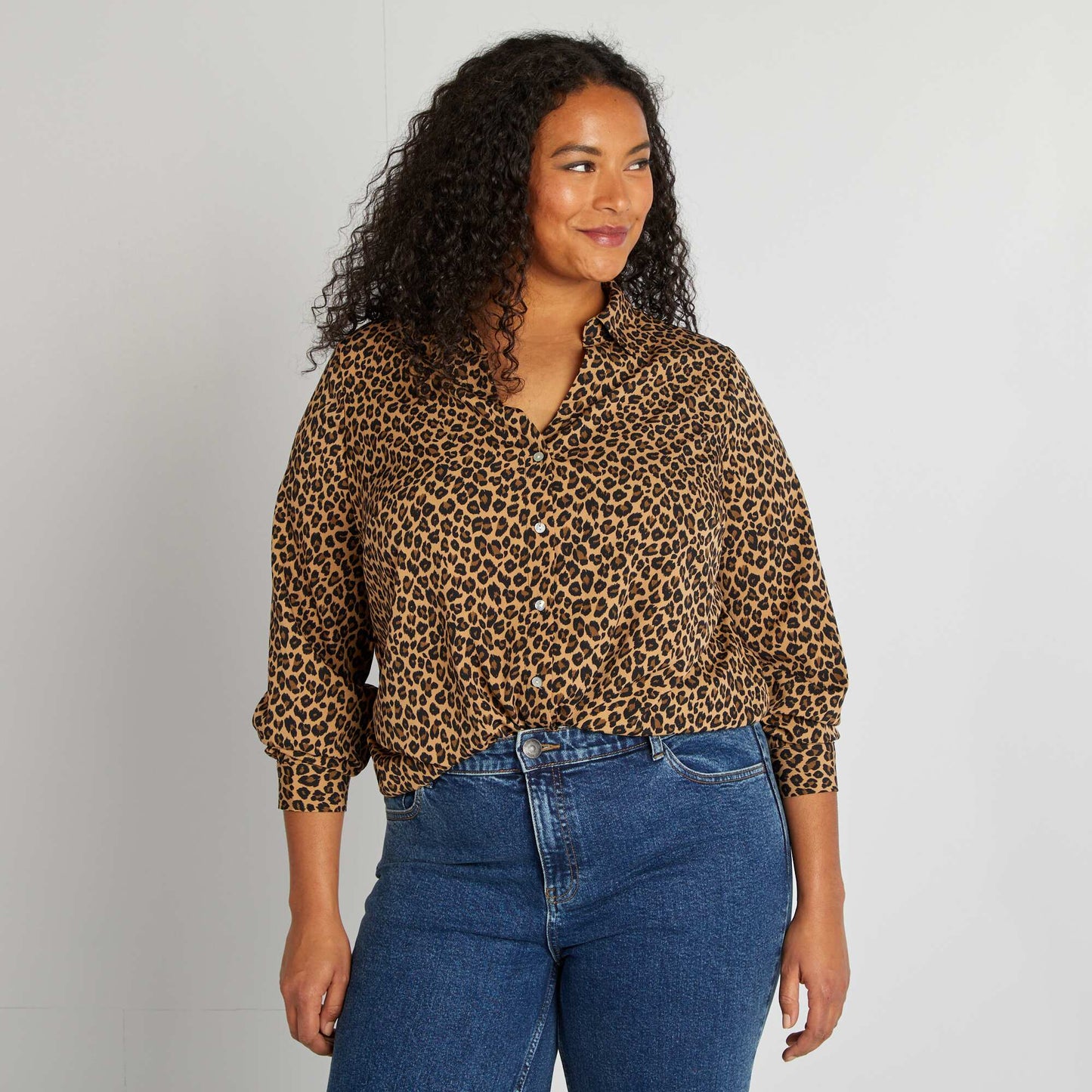 Blusa vaporosa de punto de crepé BEIGE