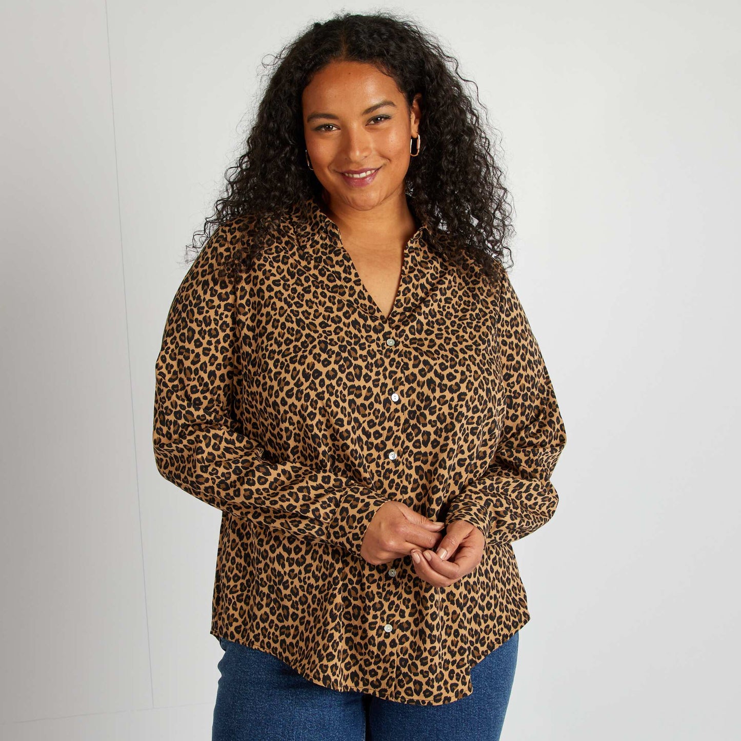 Blusa vaporosa de punto de crepé BEIGE