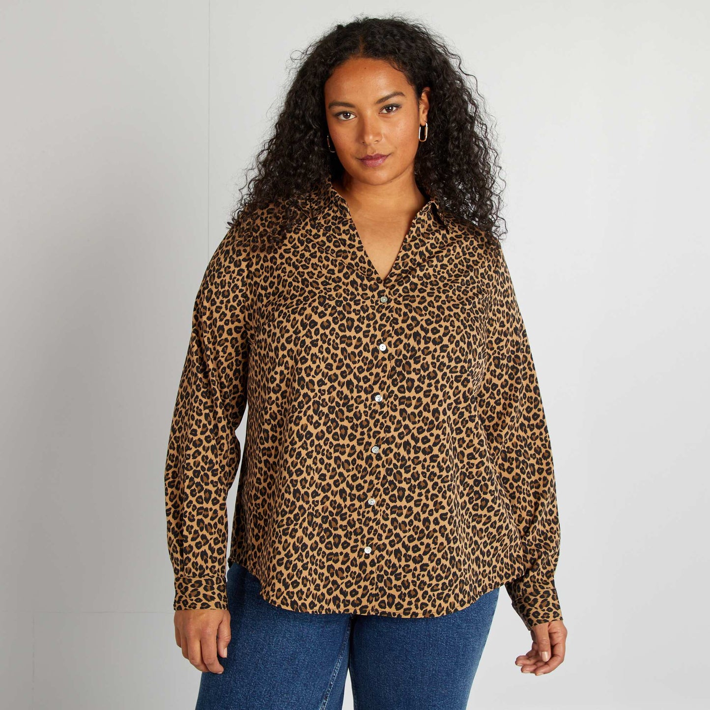 Blusa vaporosa de punto de crepé BEIGE