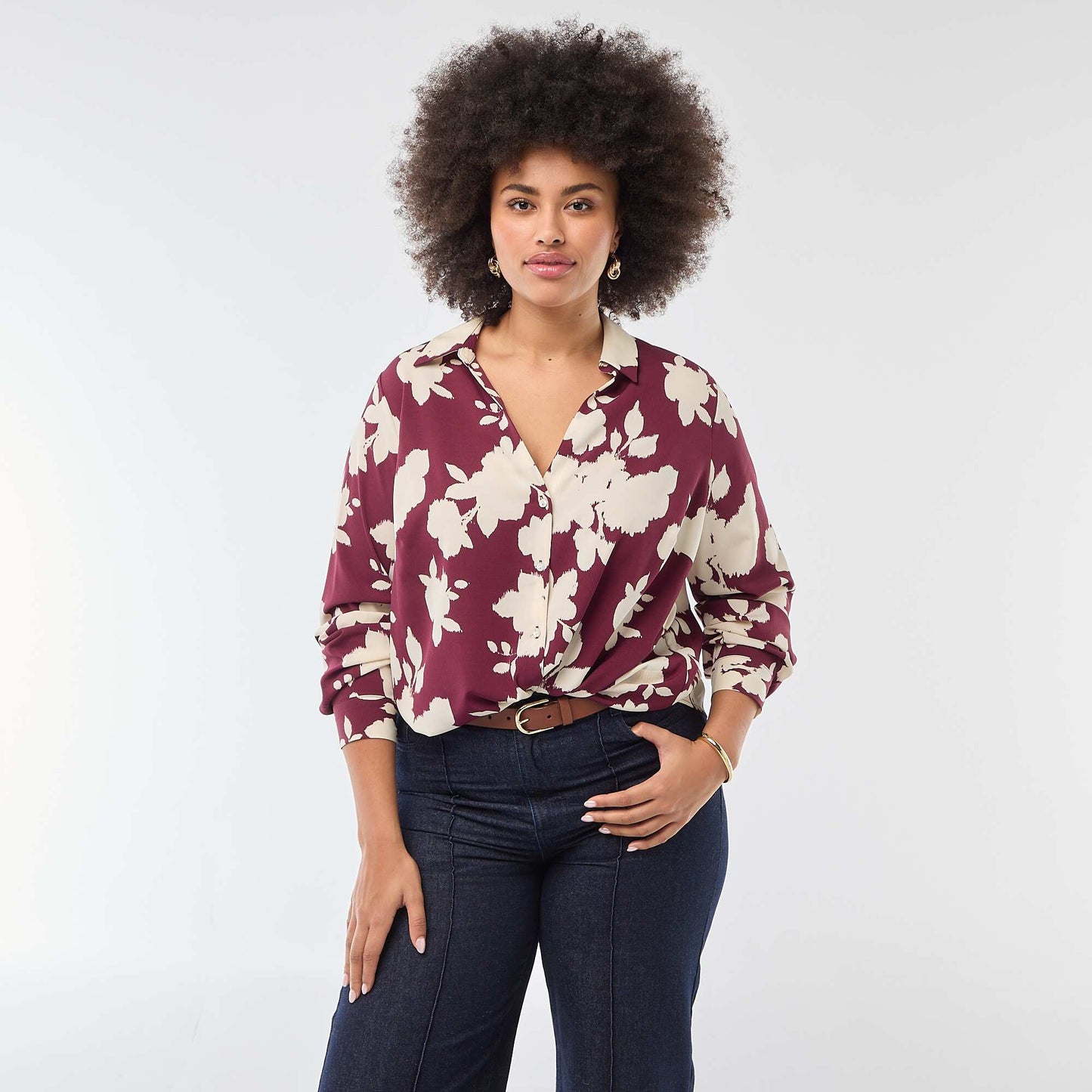 Blusa vaporosa de punto de crepé ROJO