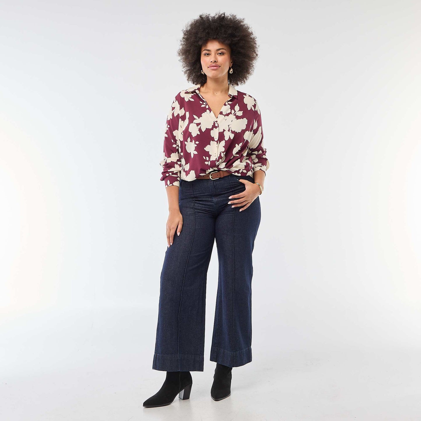 Blusa vaporosa de punto de crepé ROJO