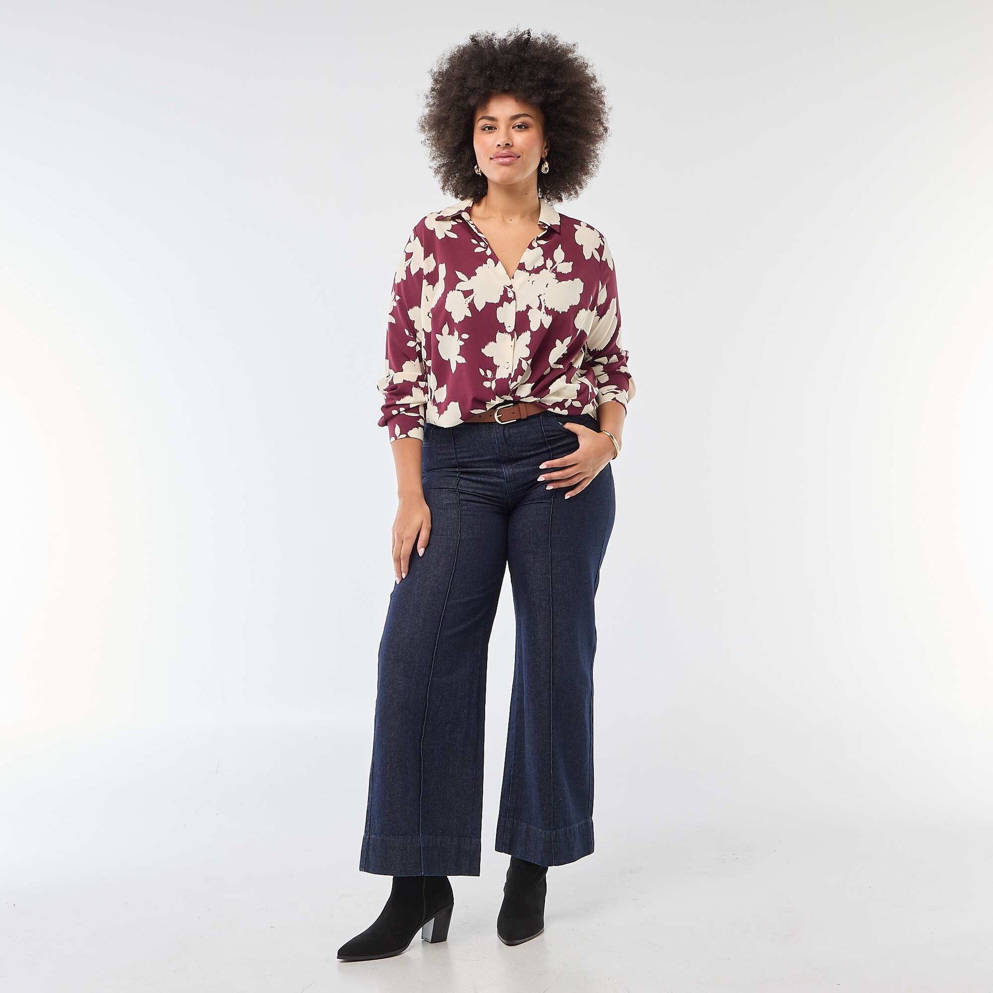 Blusa vaporosa de punto de crepé ROJO