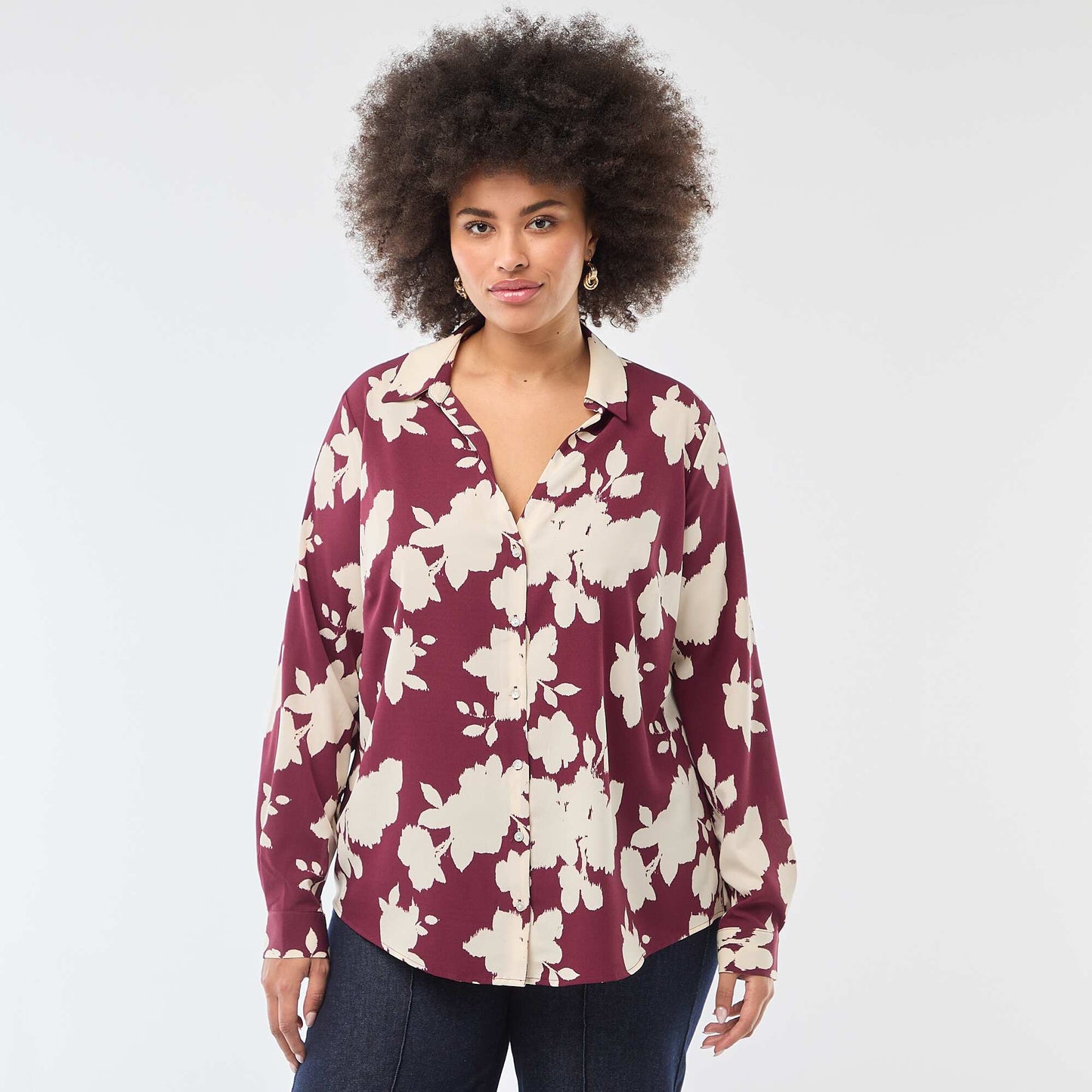 Blusa vaporosa de punto de crepé ROJO