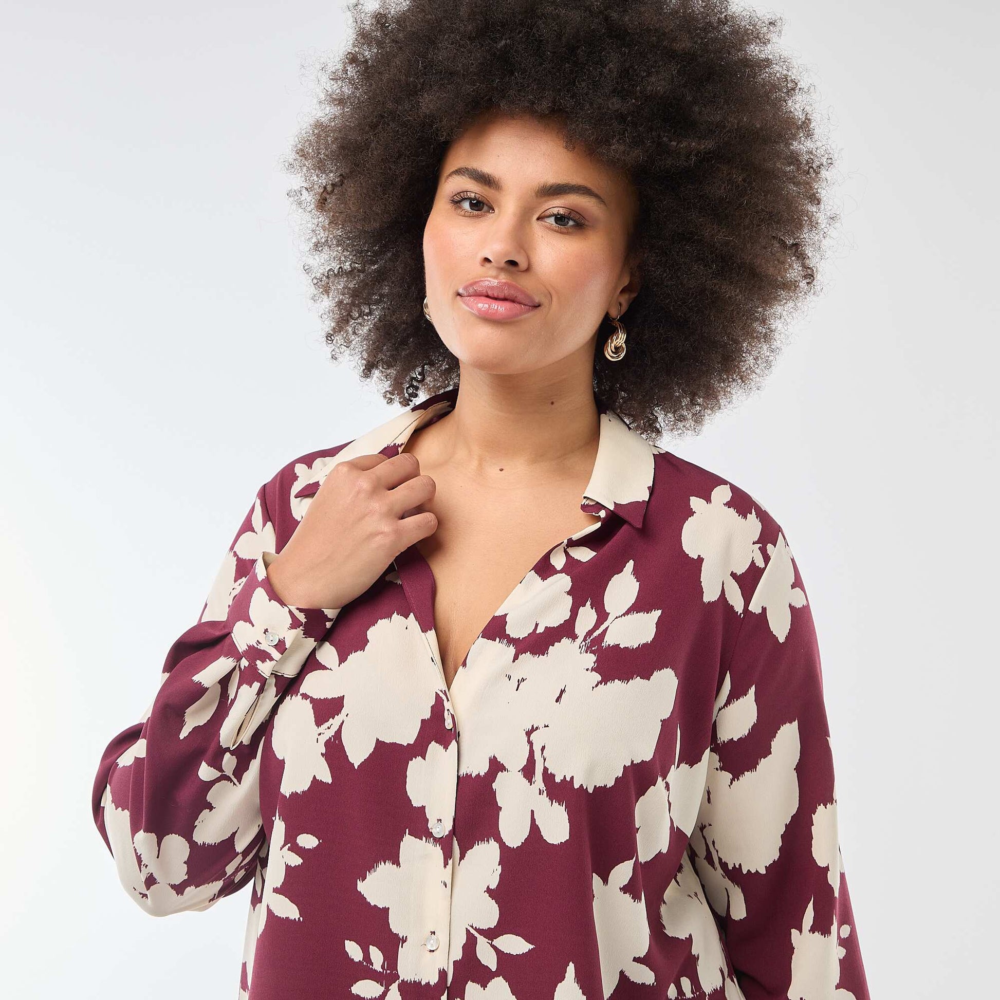 Blusa vaporosa de punto de crepé ROJO