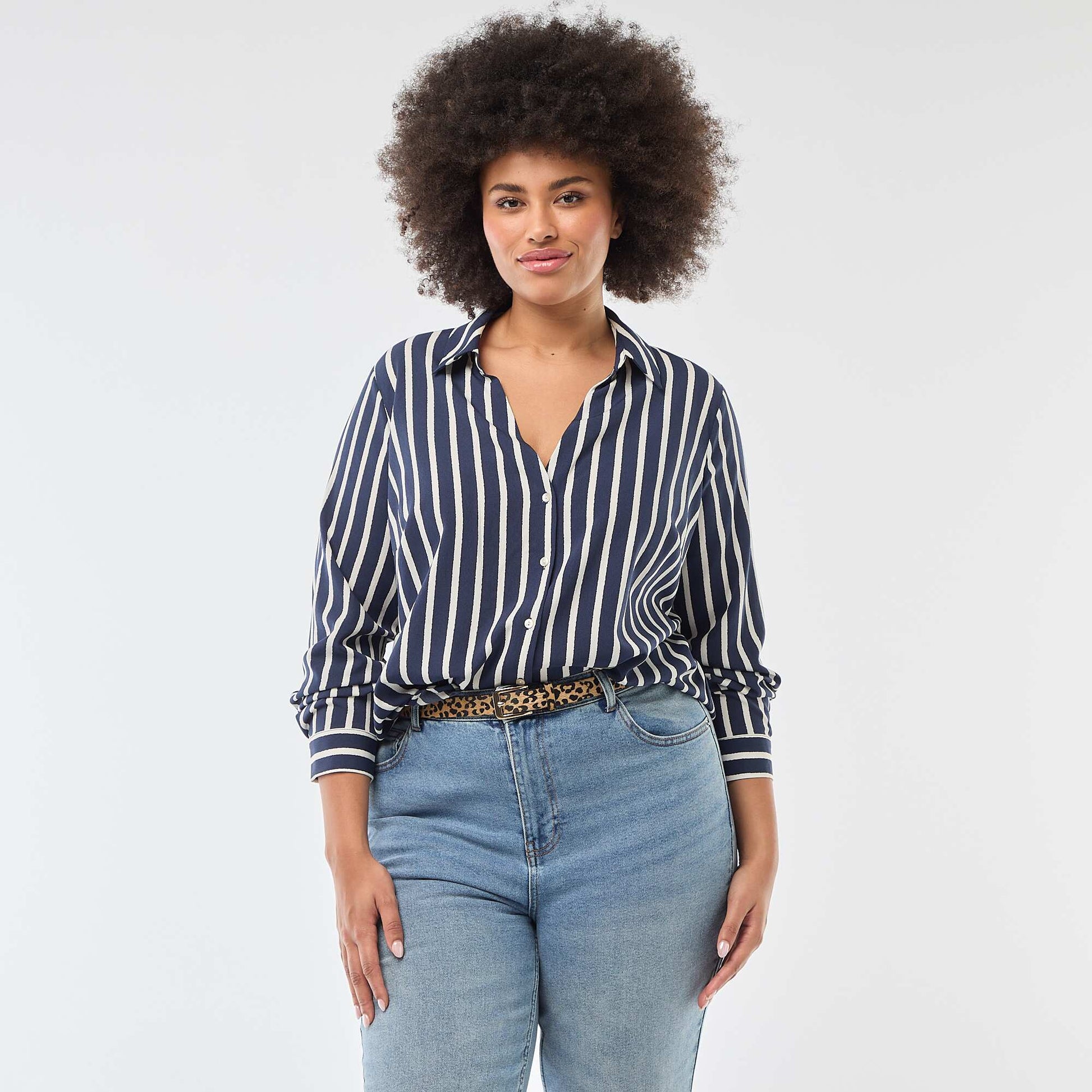 Blusa vaporosa de punto de crepé AZUL