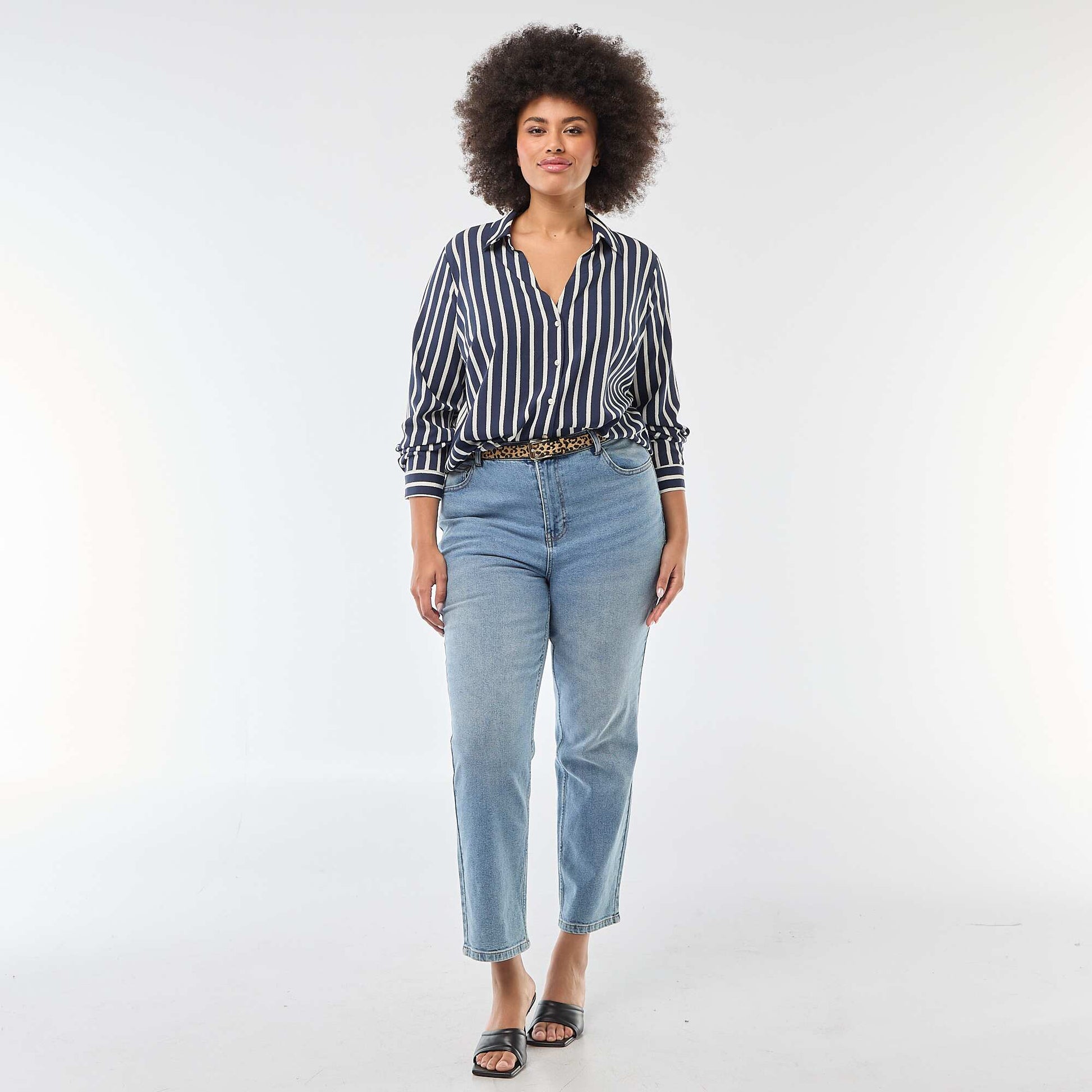 Blusa vaporosa de punto de crepé AZUL