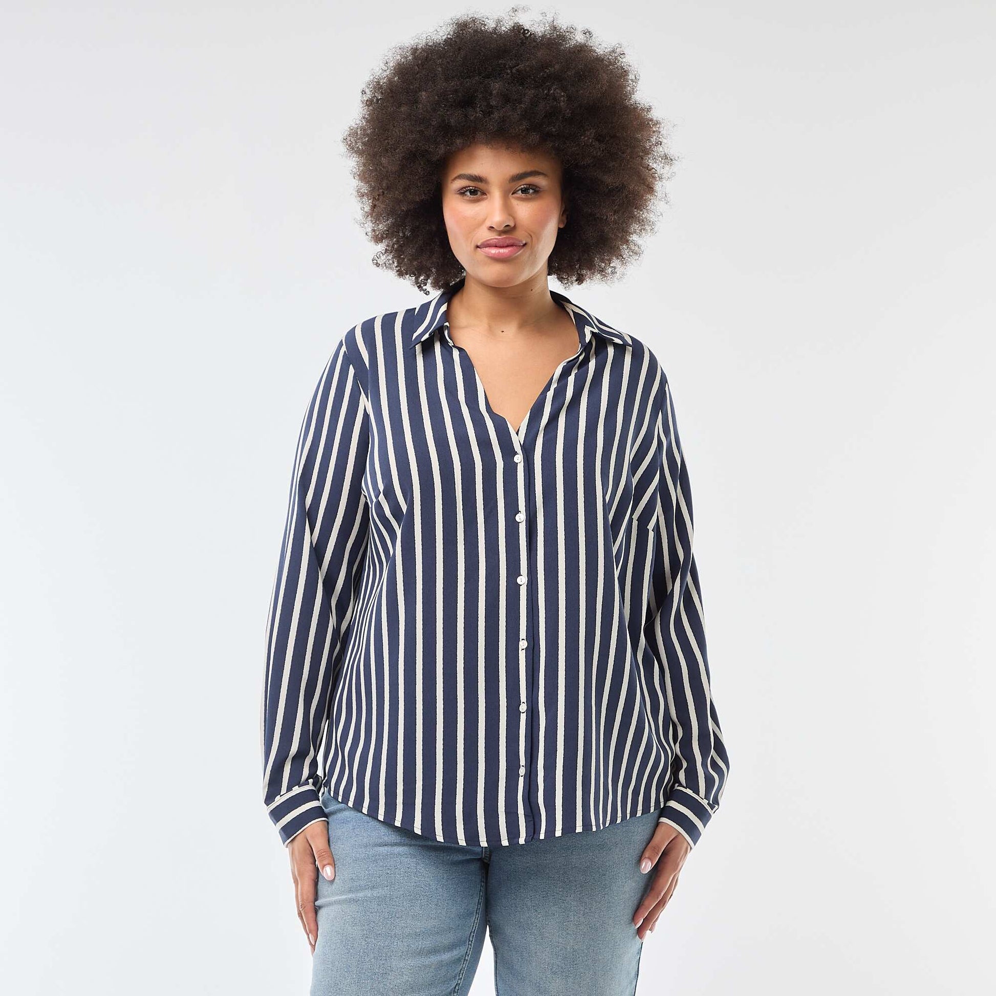 Blusa vaporosa de punto de crepé AZUL