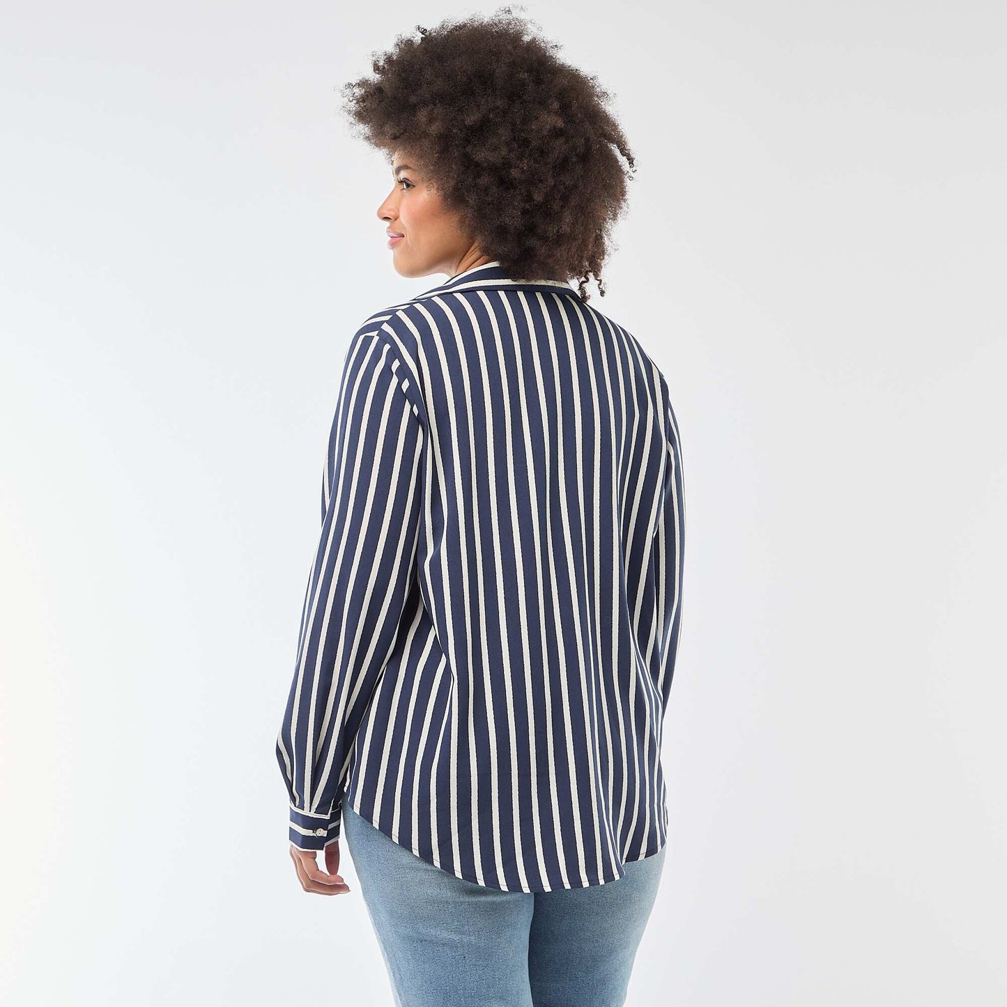Blusa vaporosa de punto de crepé AZUL
