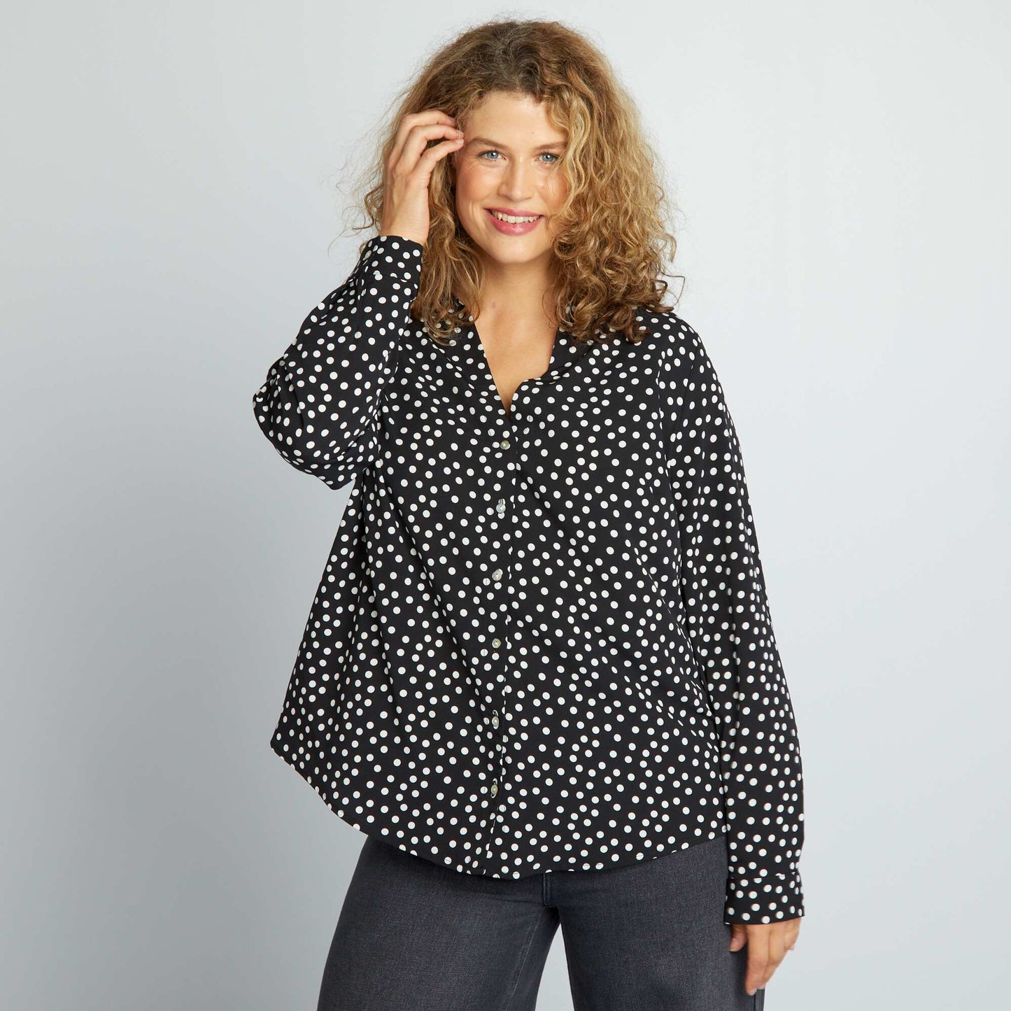 Blusa vaporosa de punto de crepé NEGRO