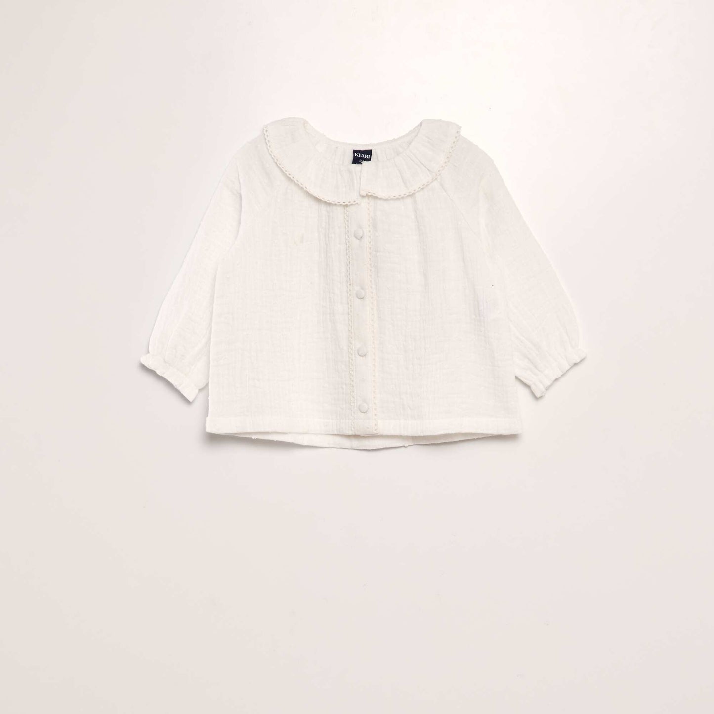 Blusa de plumeti de gasa de algodón BLANCO