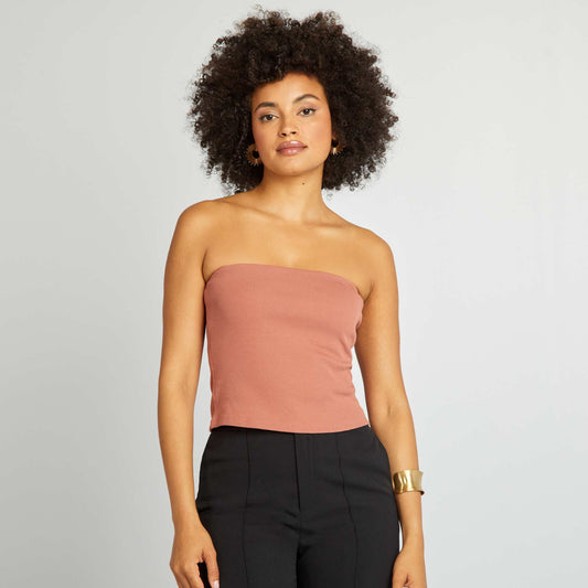 Crop top de canalé palabra de honor ROSA