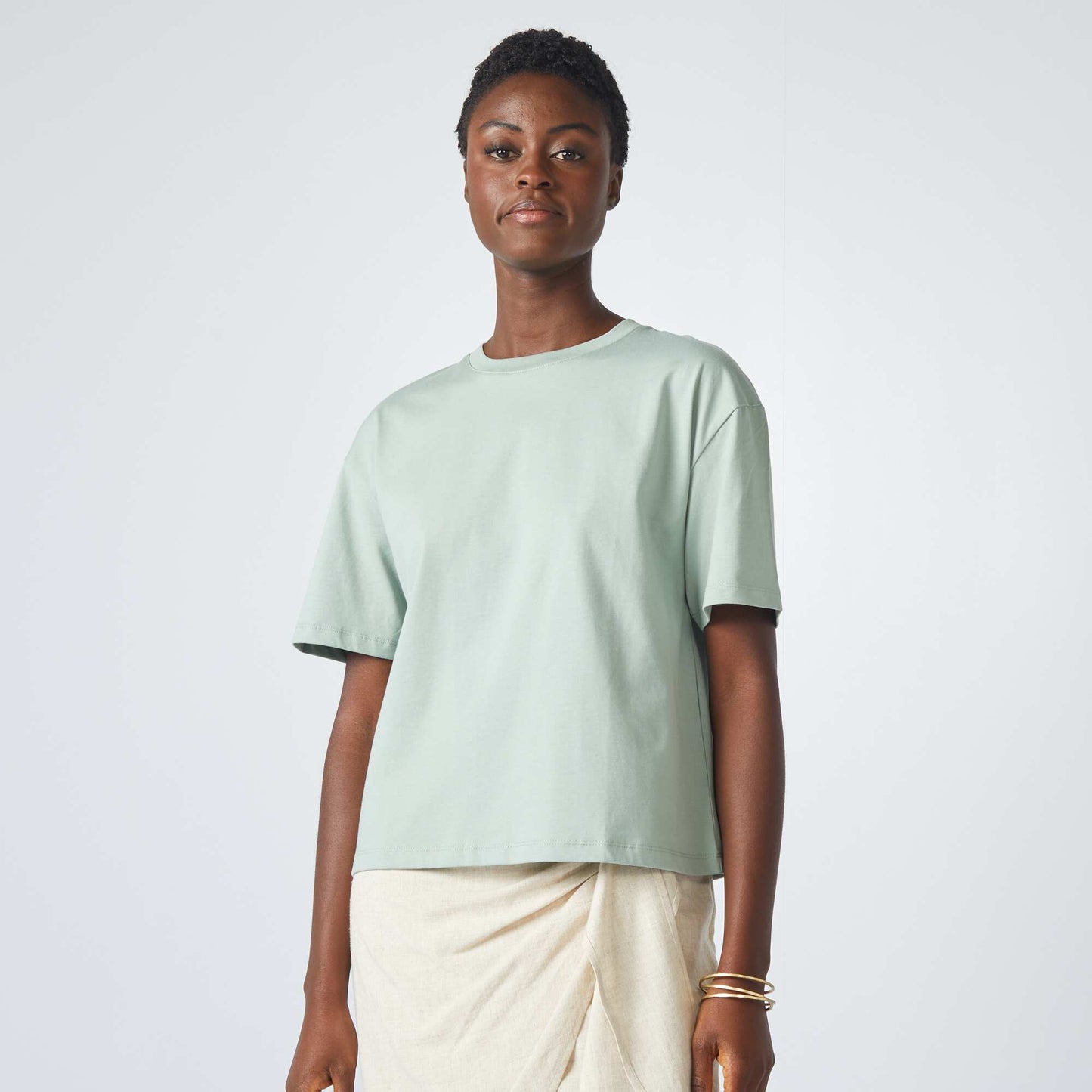 Camiseta oversize con cuello redondo VERDE