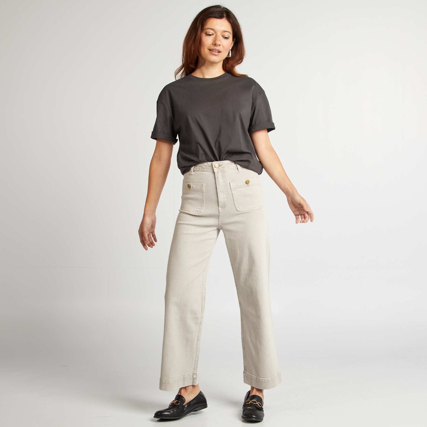 Camiseta de cuello redondo oversize NEGRO