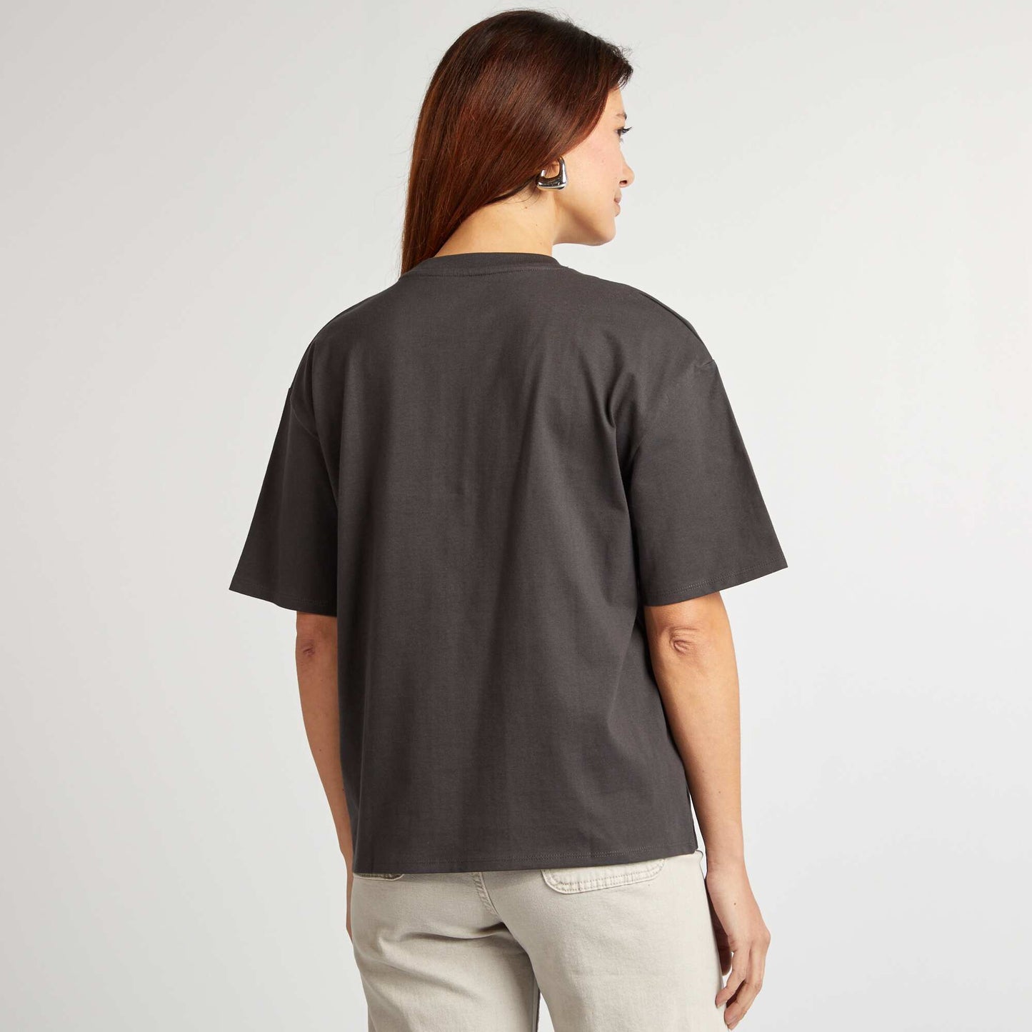 Camiseta de cuello redondo oversize NEGRO