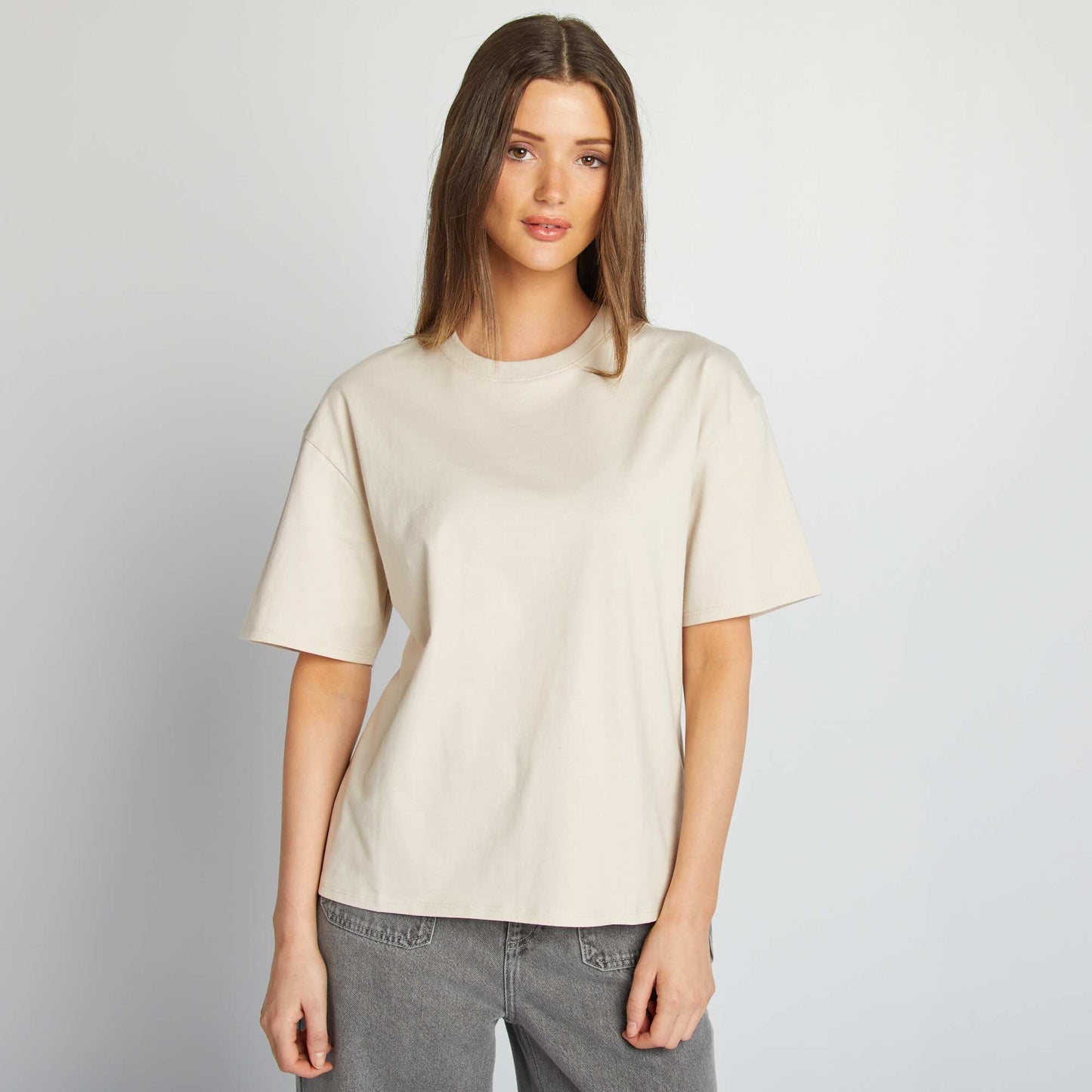 Camiseta de cuello redondo oversize GRIS