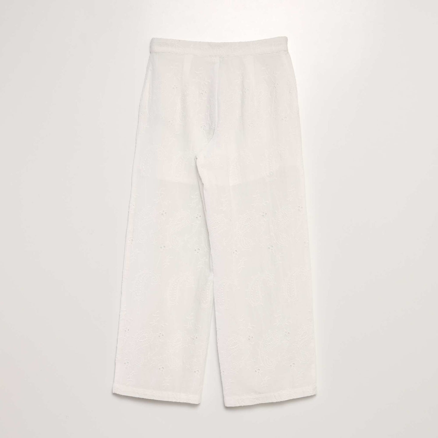 Pantalón ancho con bordado inglés BLANCO