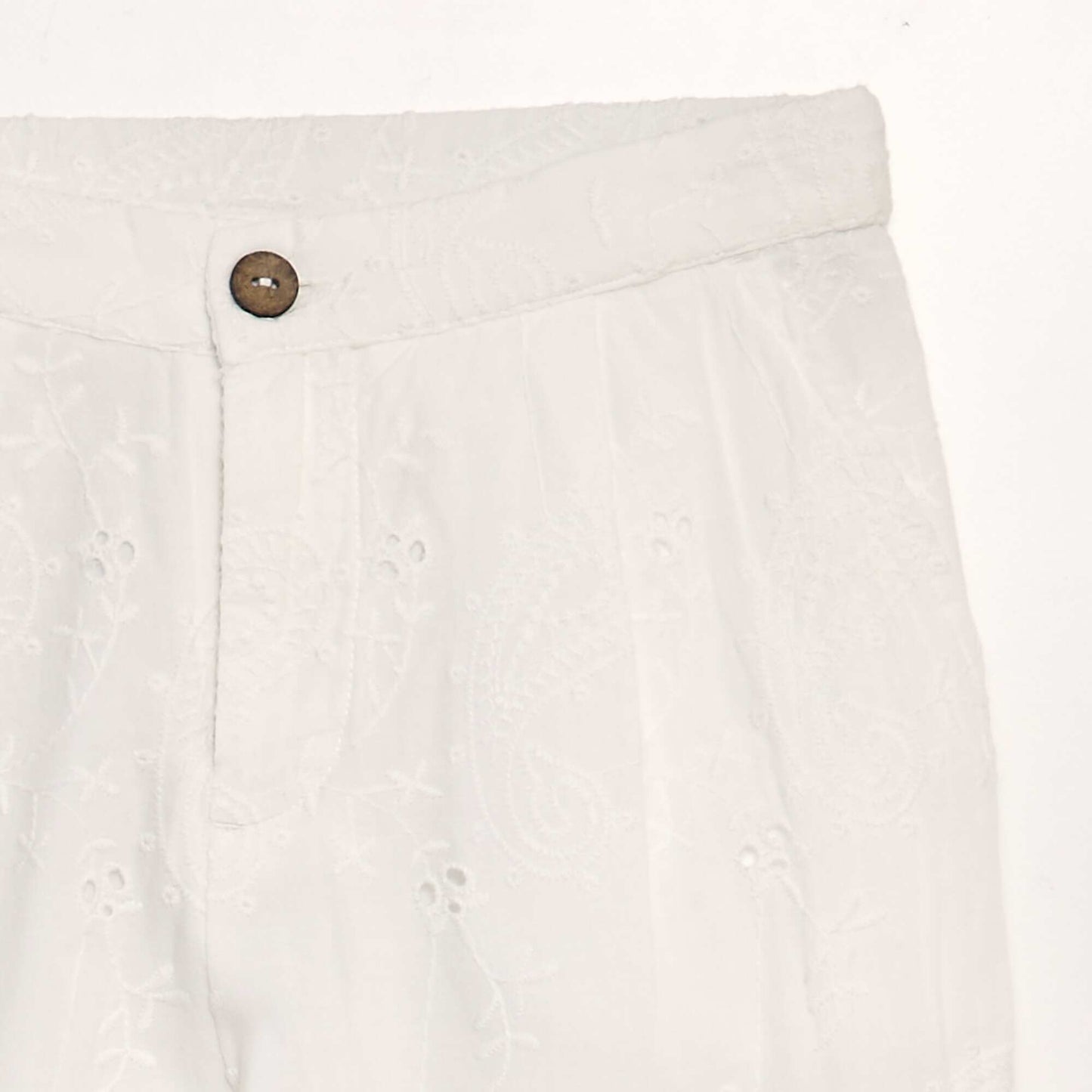 Pantalón ancho con bordado inglés BLANCO