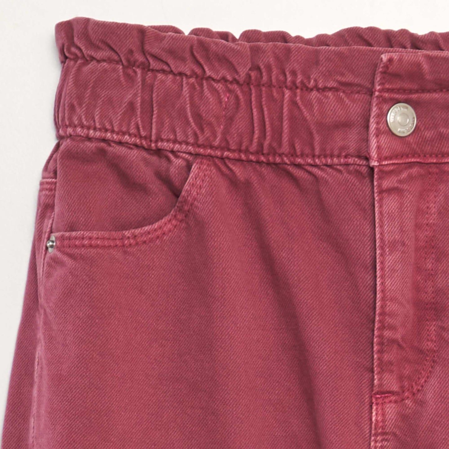 Pantalón de sarga con volante en la cintura PURPURA