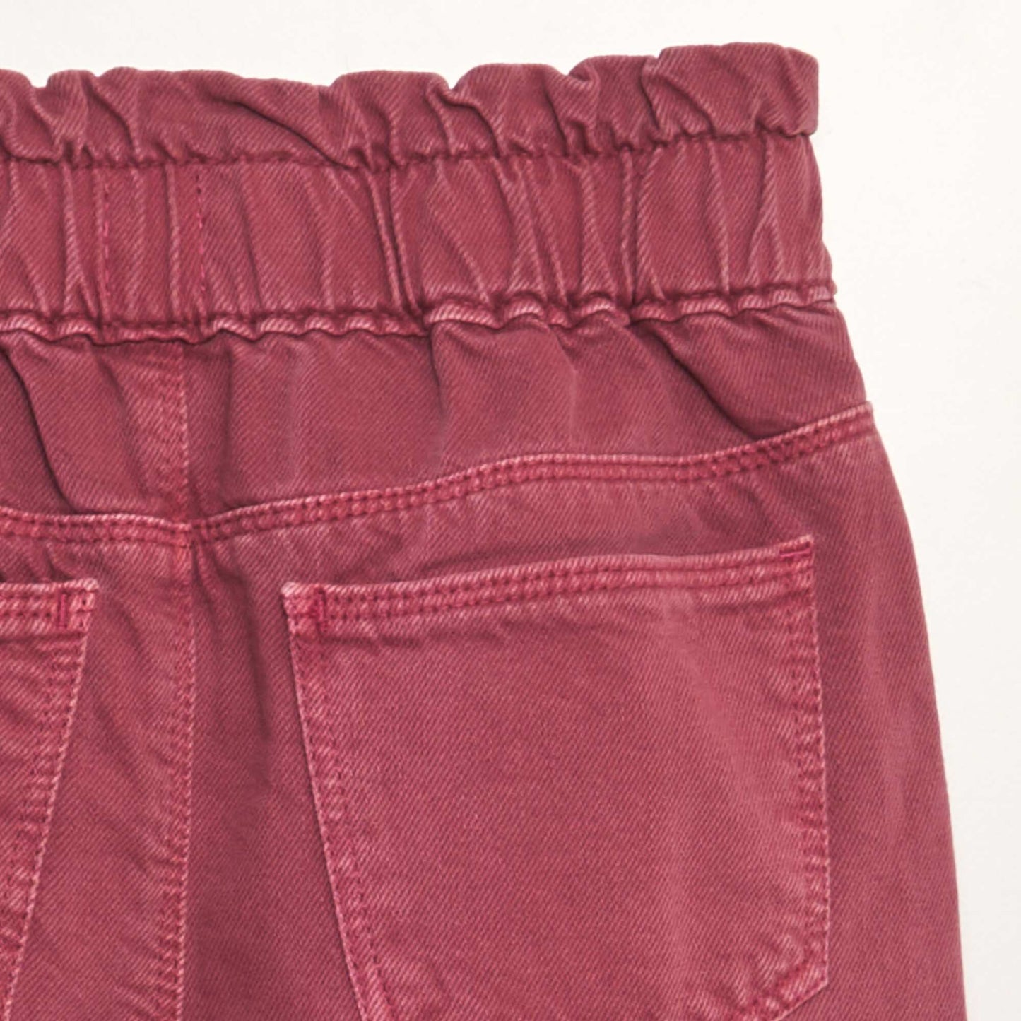 Pantalón de sarga con volante en la cintura PURPURA