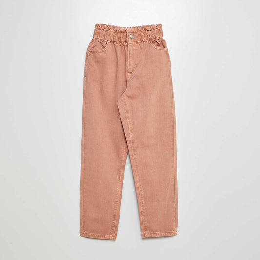 Pantalón de sarga con volante en la cintura ROSA