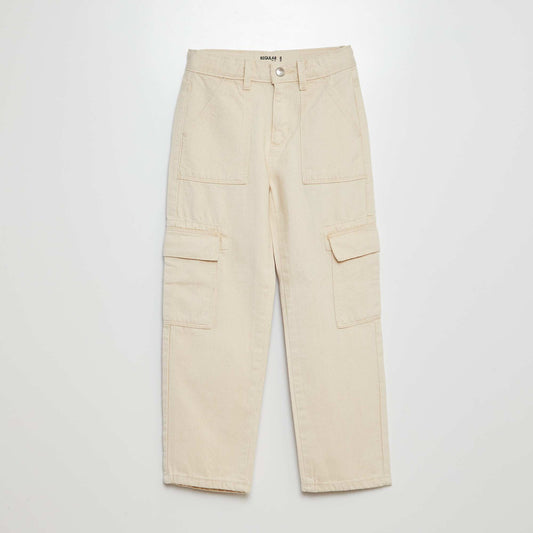 Pantalón jean con múltiples bolsillos BLANCO