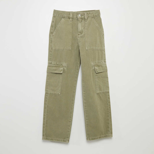 Pantalón jean con múltiples bolsillos VERDE