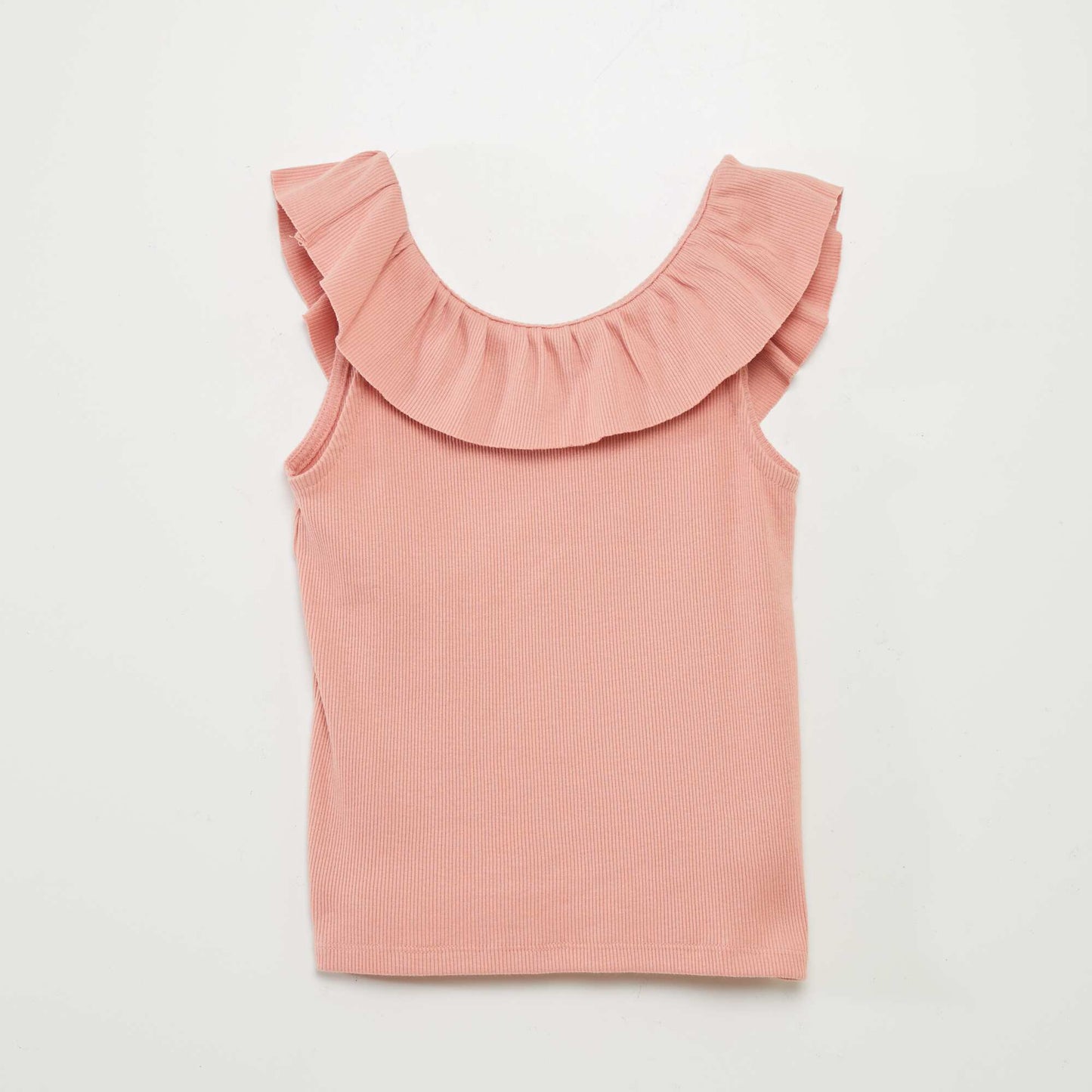 Camiseta sin mangas con volante en el cuello ROSA