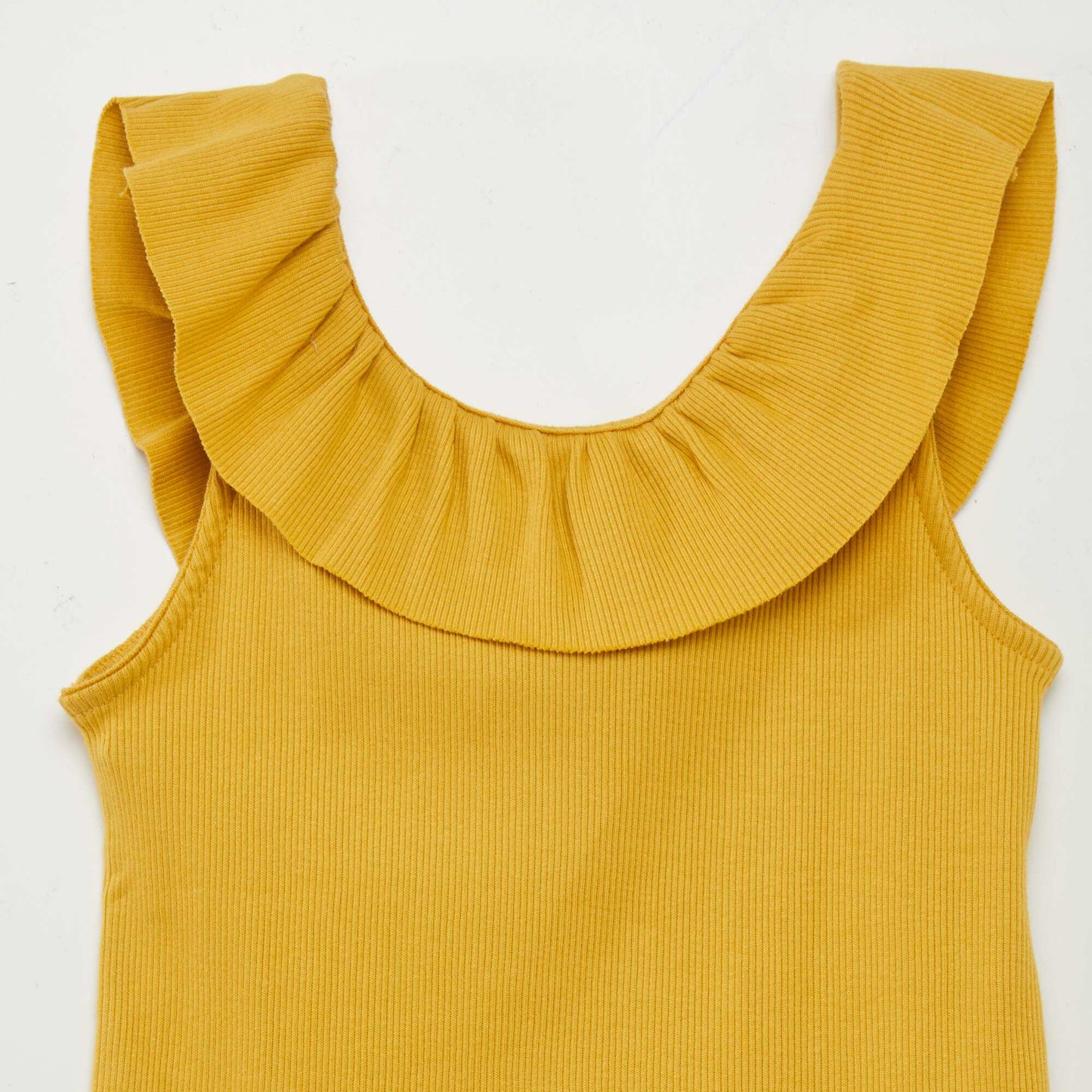 Camiseta sin mangas con volante en el cuello AMARILLO