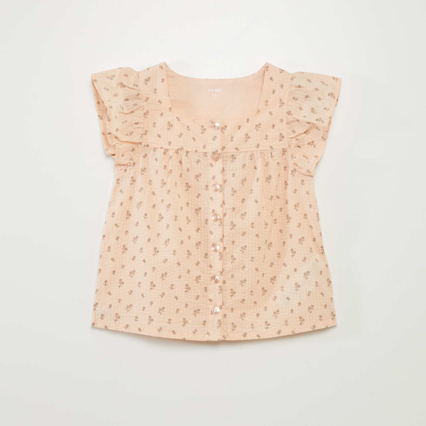 Blusa de punto gofrado con volantes ROSA