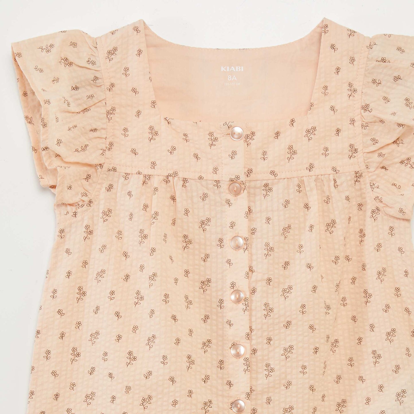 Blusa de punto gofrado con volantes ROSA