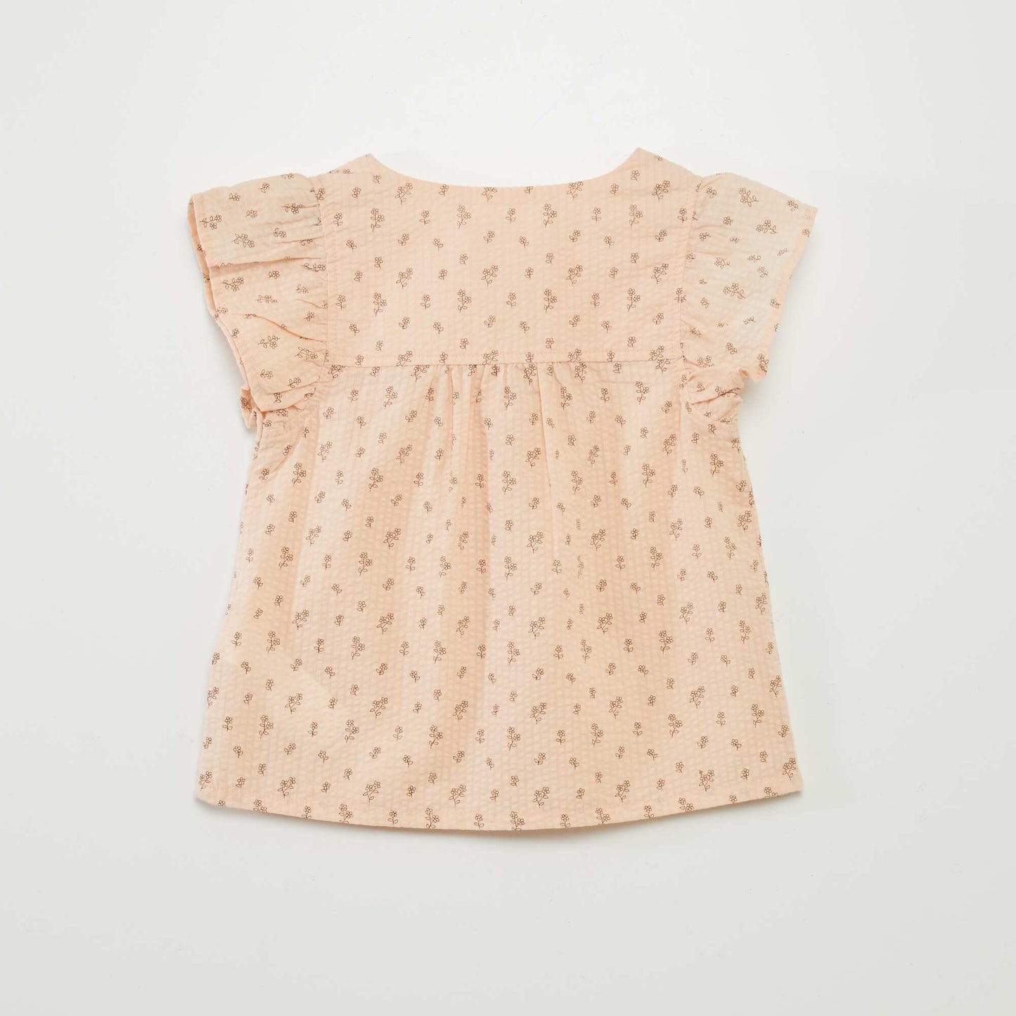 Blusa de punto gofrado con volantes ROSA