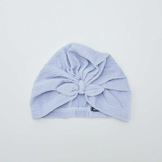 Turbante liso de doble gasa de algodón AZUL