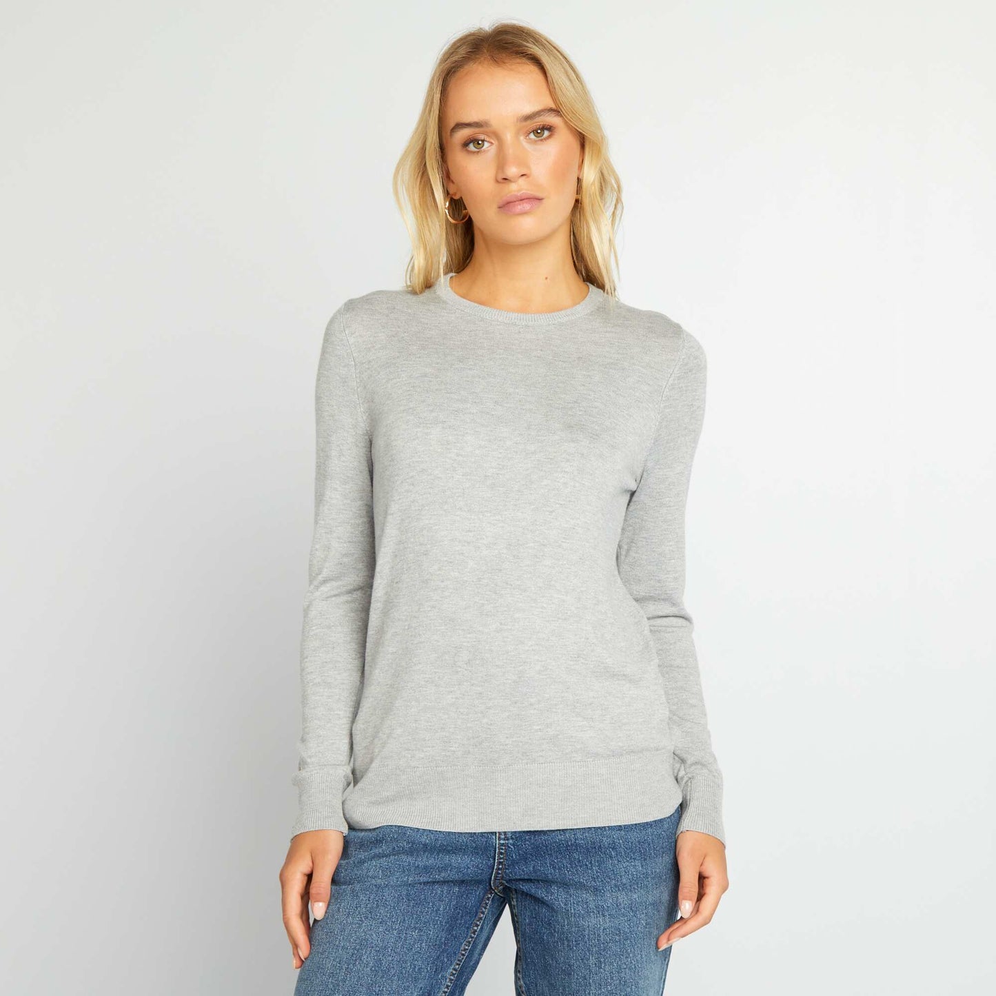 Sweater de manga larga de punto fino GRIS