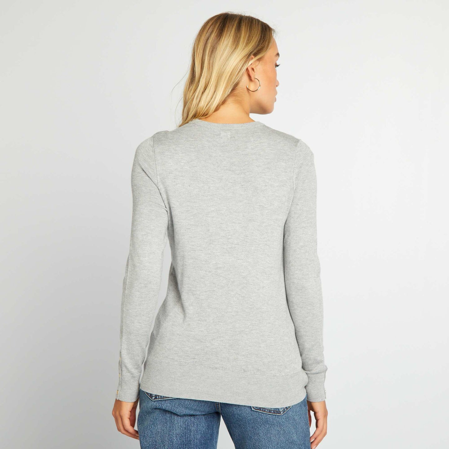 Sweater de manga larga de punto fino GRIS