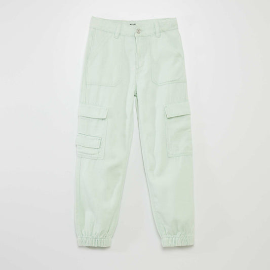 Pantalón recto con bolsillos en los laterales VERDE