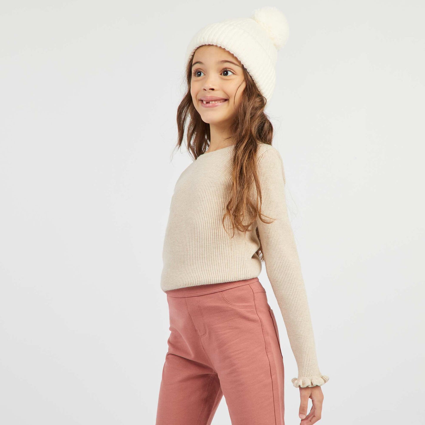 Sweater de canalé BEIGE