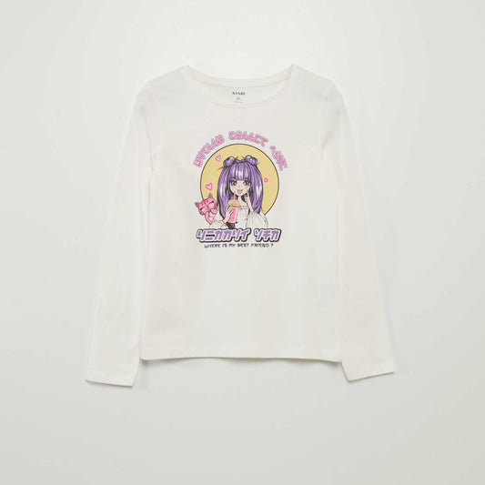 Camiseta estampada de manga larga BEIGE