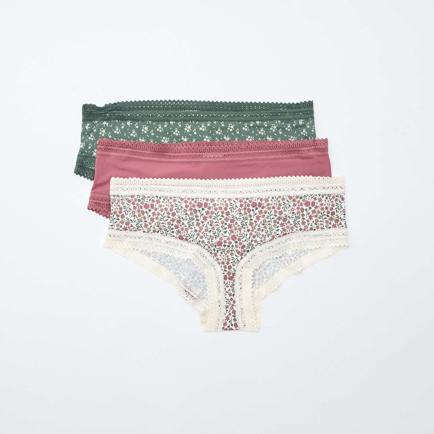 Pack de 3 shortys en microfibra estampada VERDE