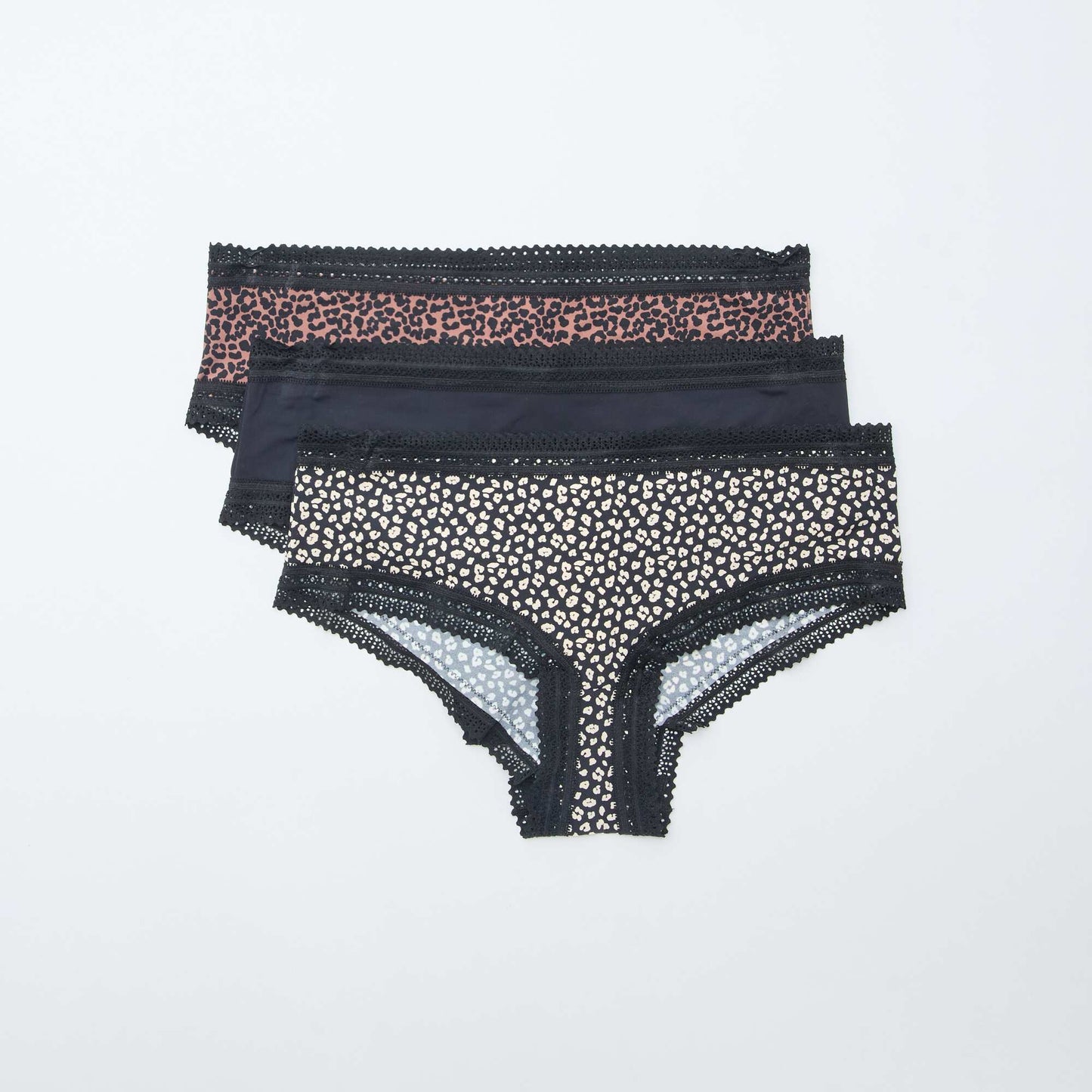 Pack de 3 shortys en microfibra estampada NEGRO