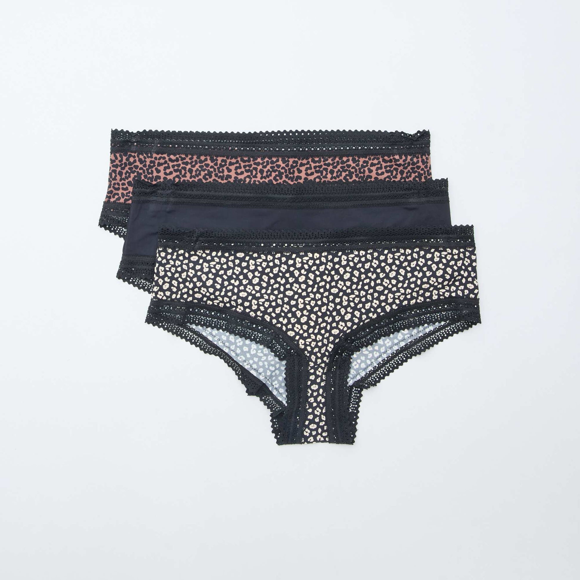 Pack de 3 shortys en microfibra estampada NEGRO