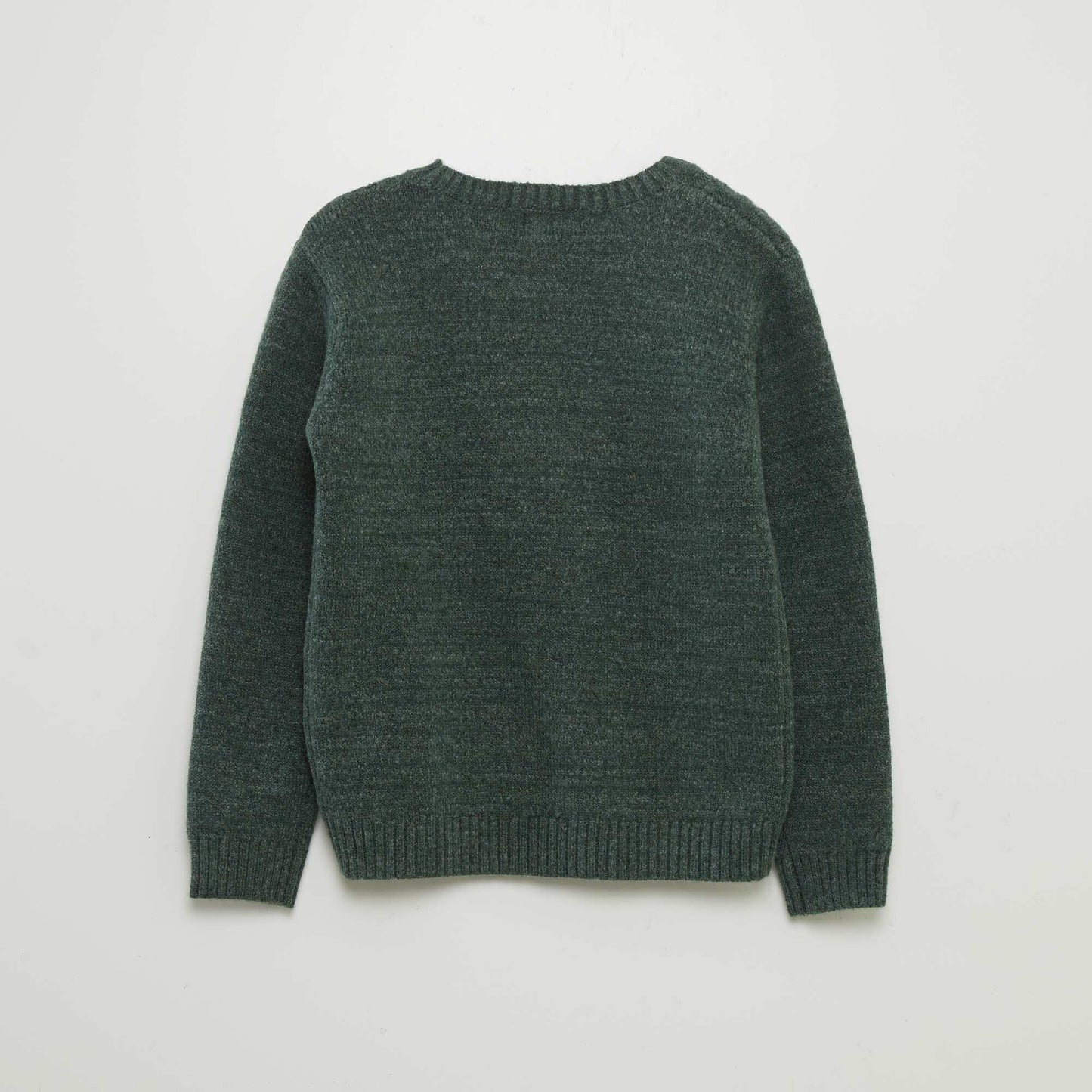 Sweater trenzado con cuello redondo VERDE