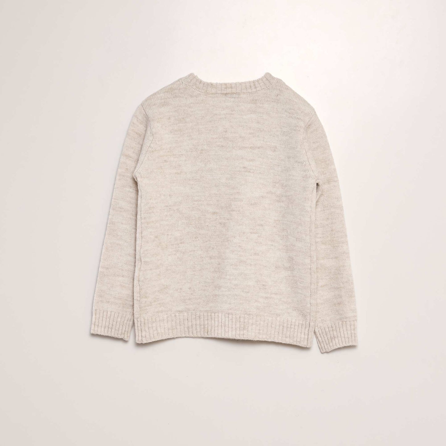 Sweater trenzado con cuello redondo BEIGE