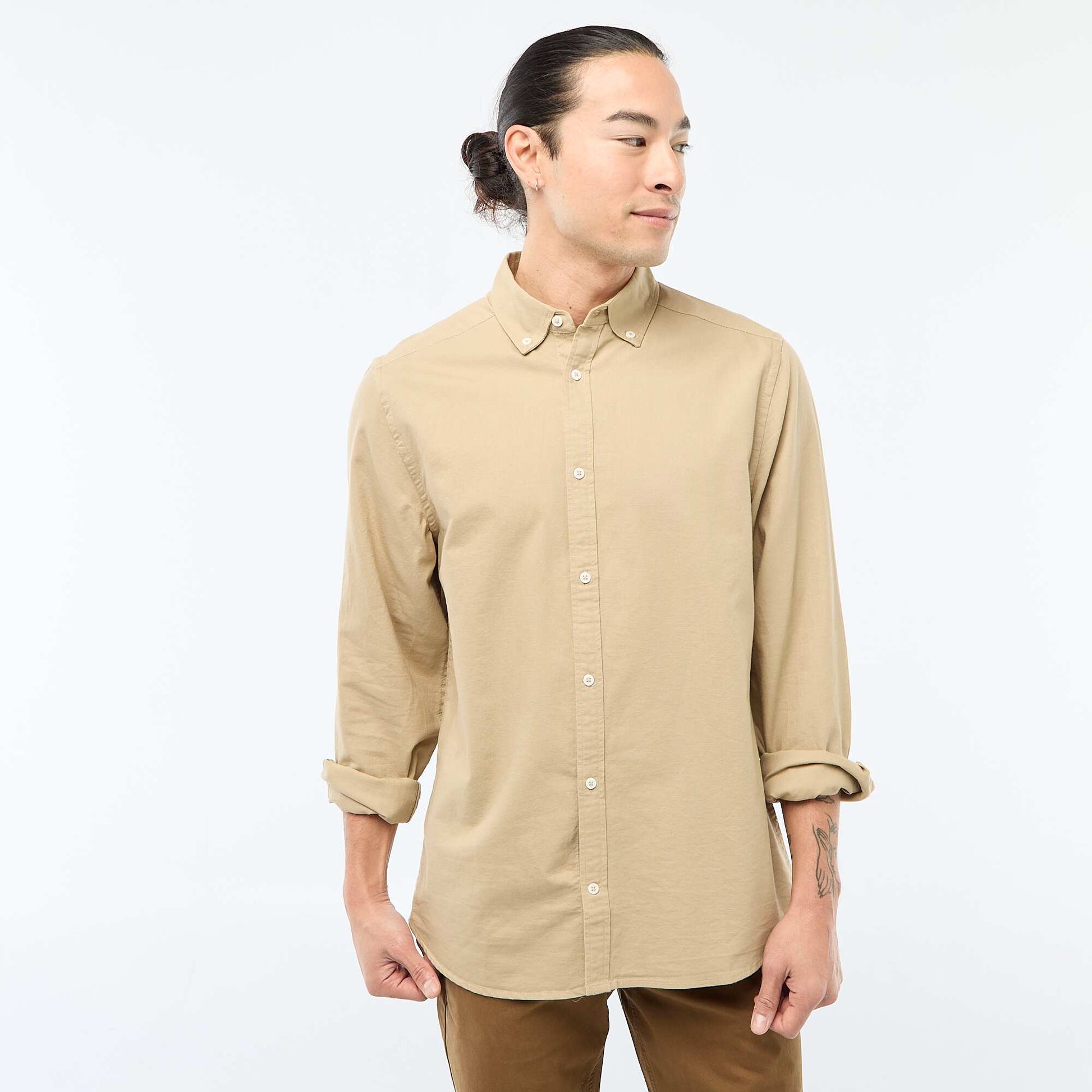 Camisa oxford regular fit BEIGE