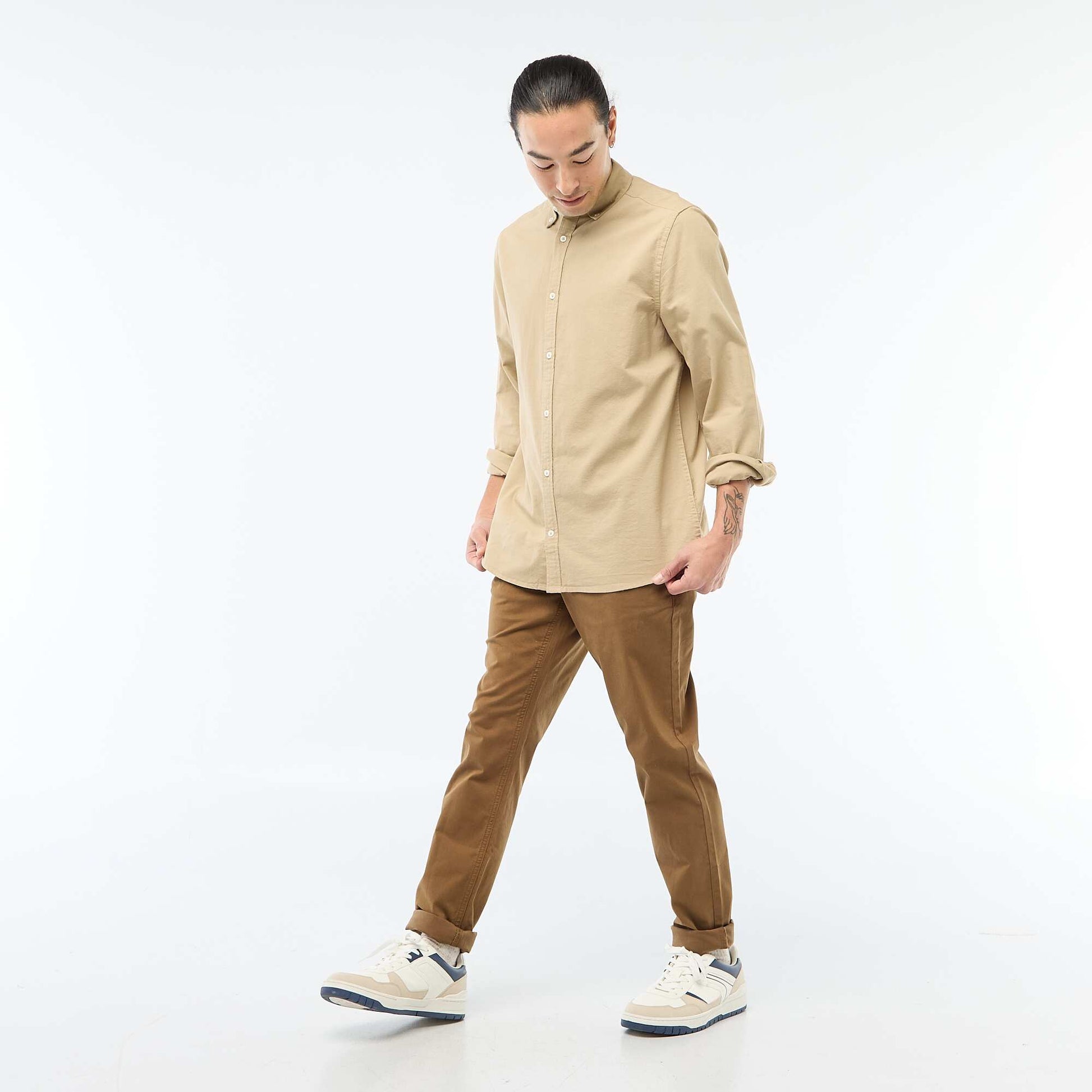 Camisa oxford regular fit BEIGE
