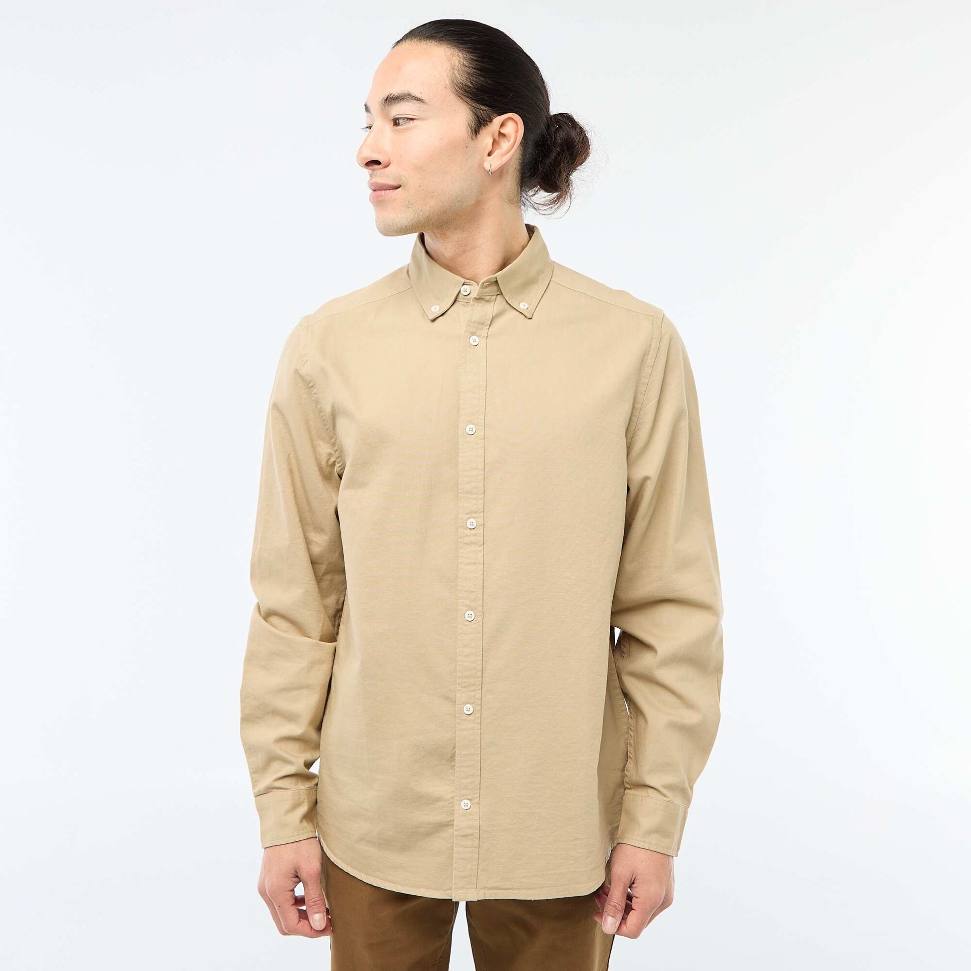 Camisa oxford regular fit BEIGE