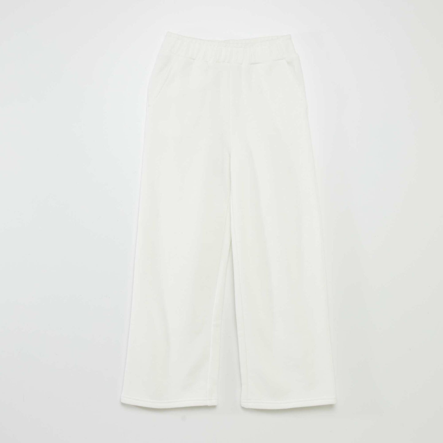 Pantalón wide leg con cintura elástica BLANCO