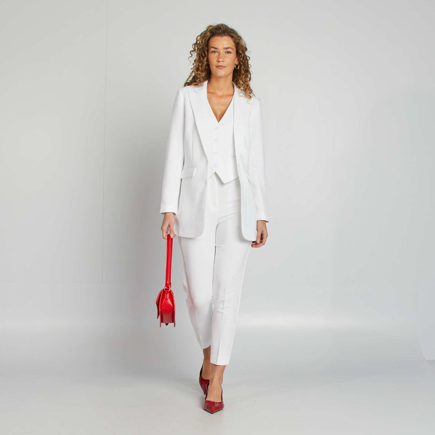 Pantalón recto de tiro alto BLANCO