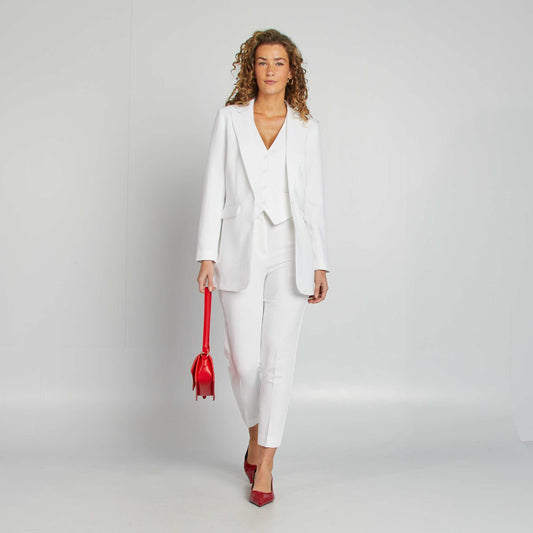 Pantalón recto de tiro alto BLANCO