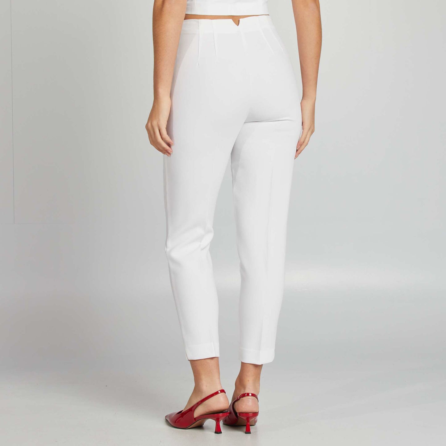 Pantalón recto de tiro alto BLANCO